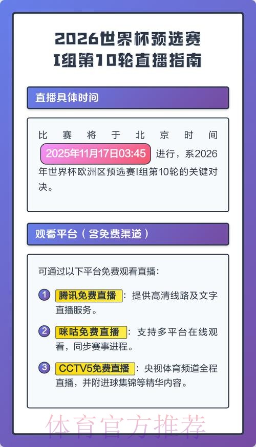 2026世界杯官方直播平台全程高清观看指南